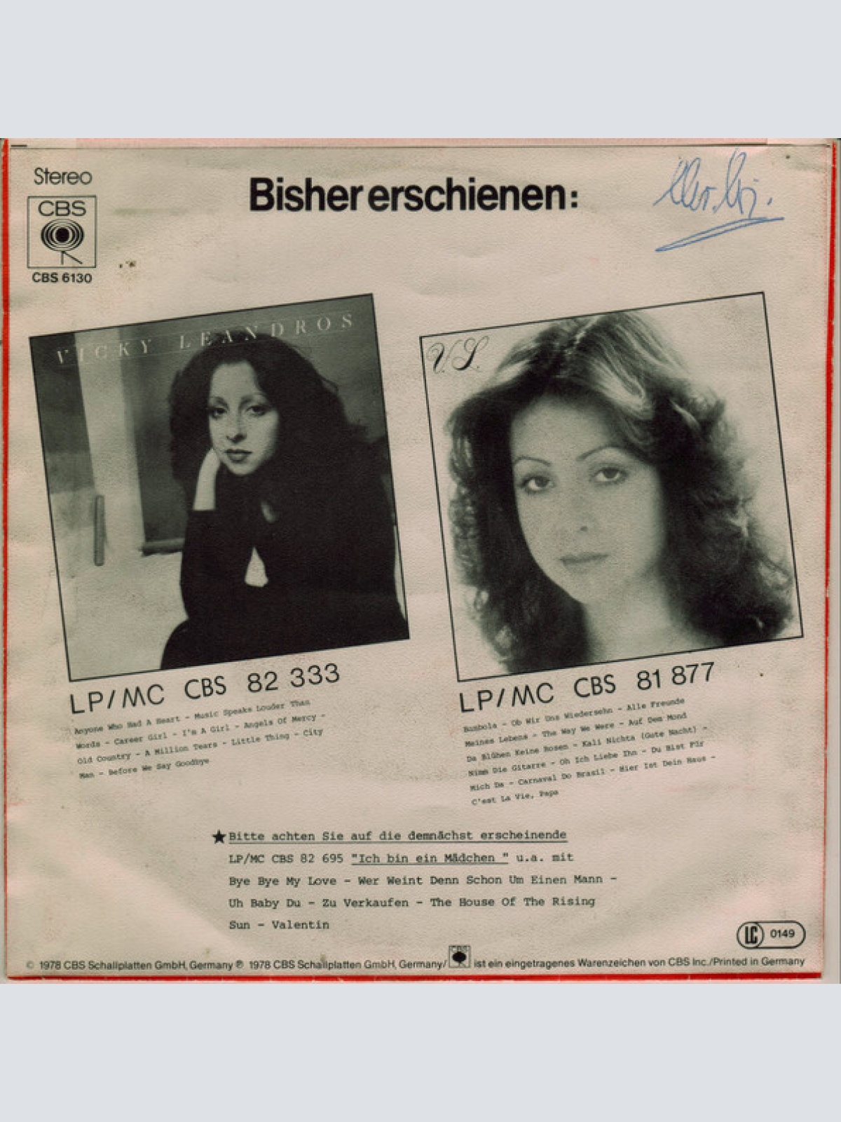 Vinyl / Vicky Leandros - Bye Bye My Love