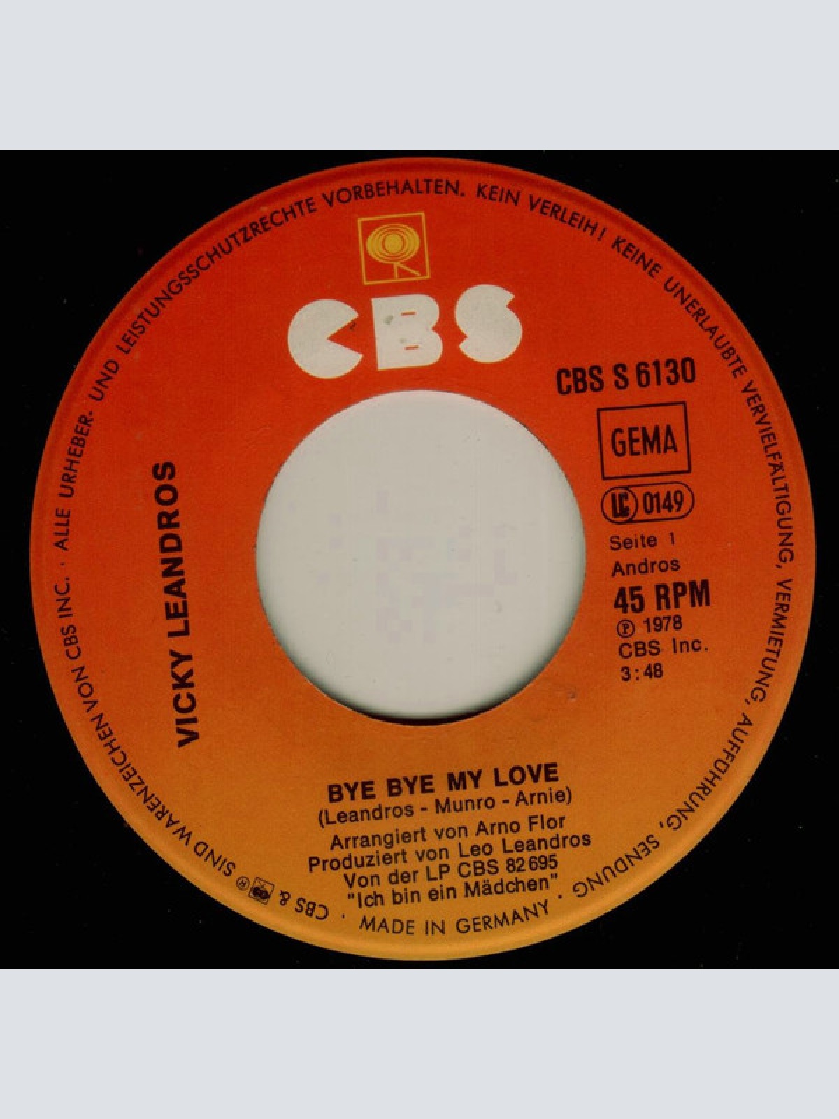 Vinyl / Vicky Leandros - Bye Bye My Love