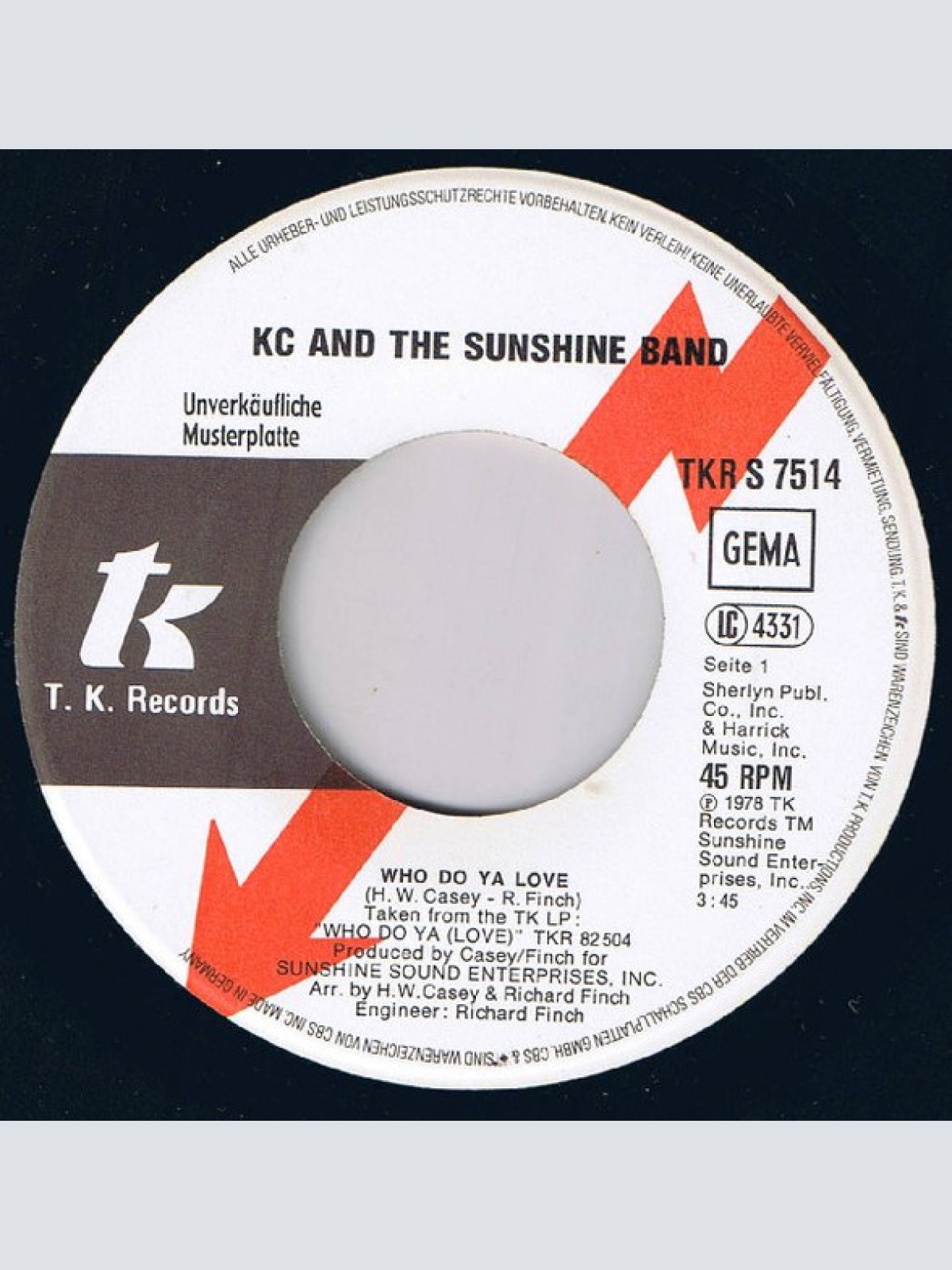 Vinyl / KC & The Sunshine Band - Who Do Ya Love