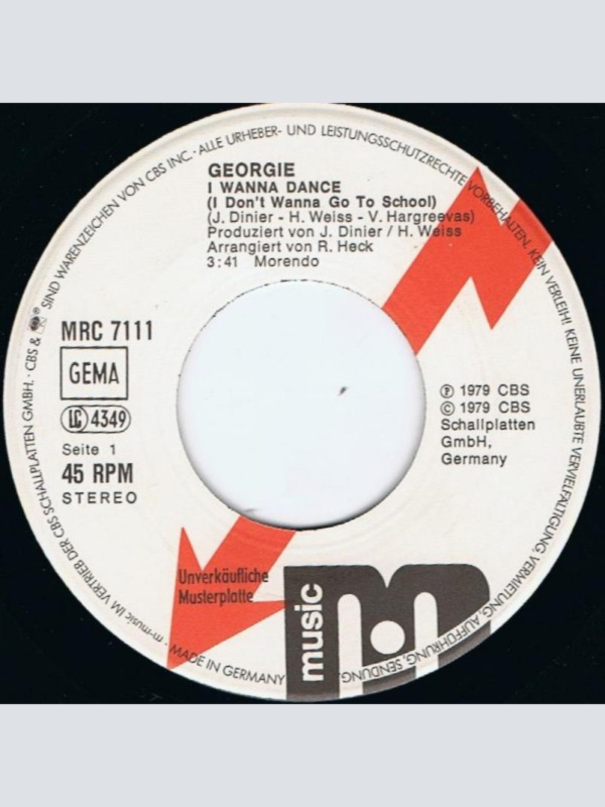 Vinyl / Georgie (4) - I Wanna Dance (I Don't Wanna Go To School)