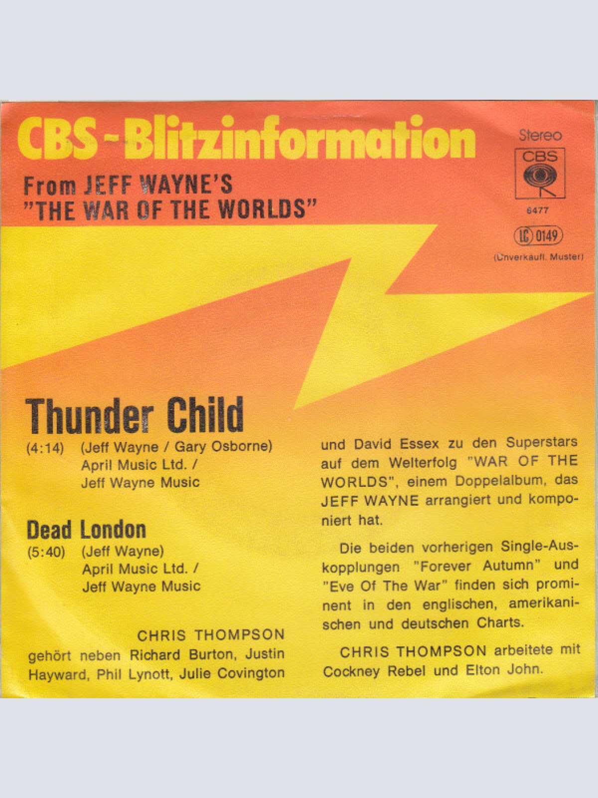 Vinyl / Jeff Wayne - Thunder Child