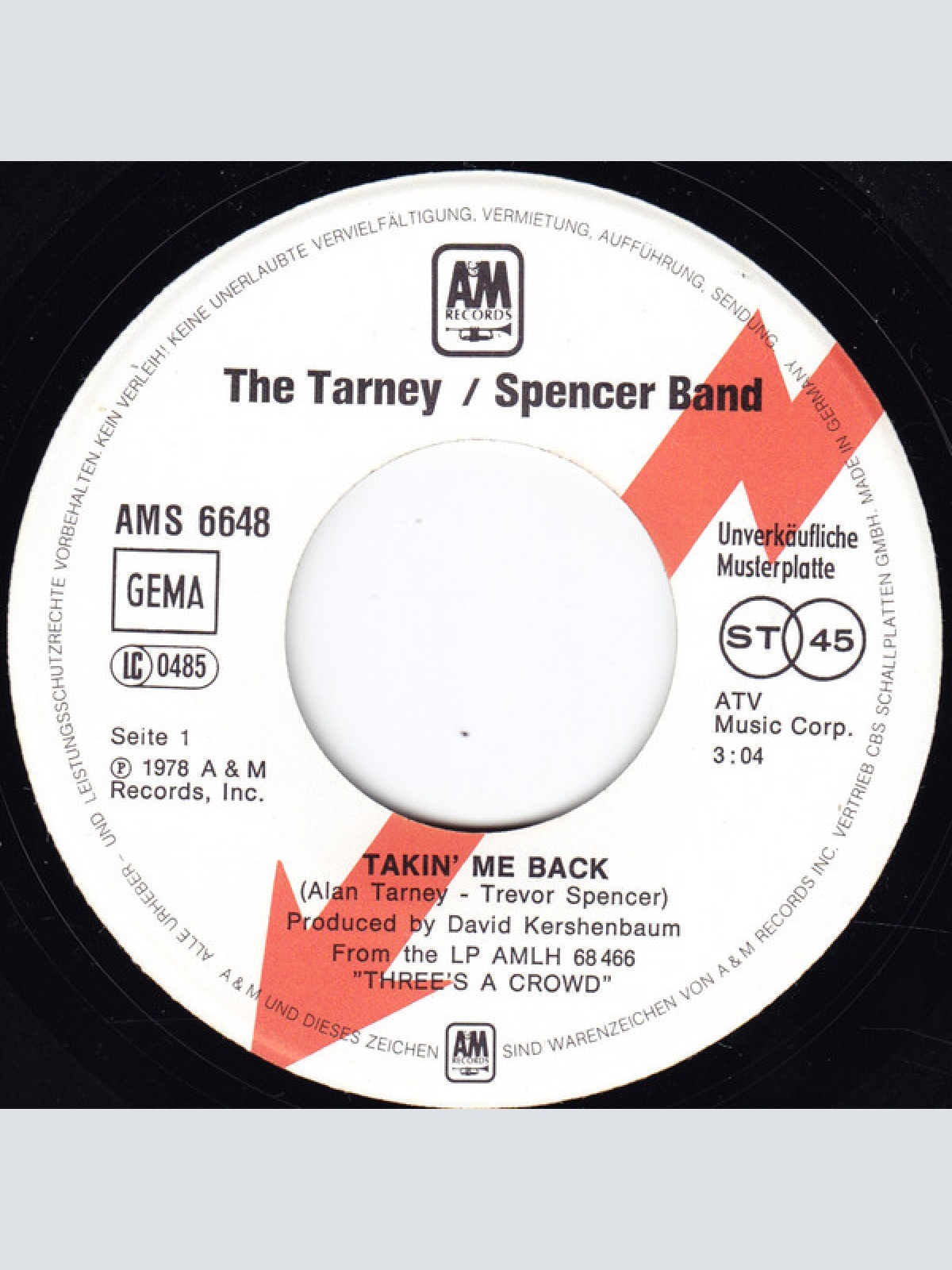 Vinyl / The Tarney/Spencer Band - Takin' Me Back
