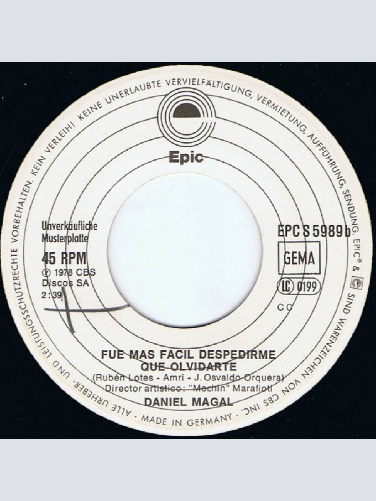 Vinyl / Daniel Magal - Cara De Gitana