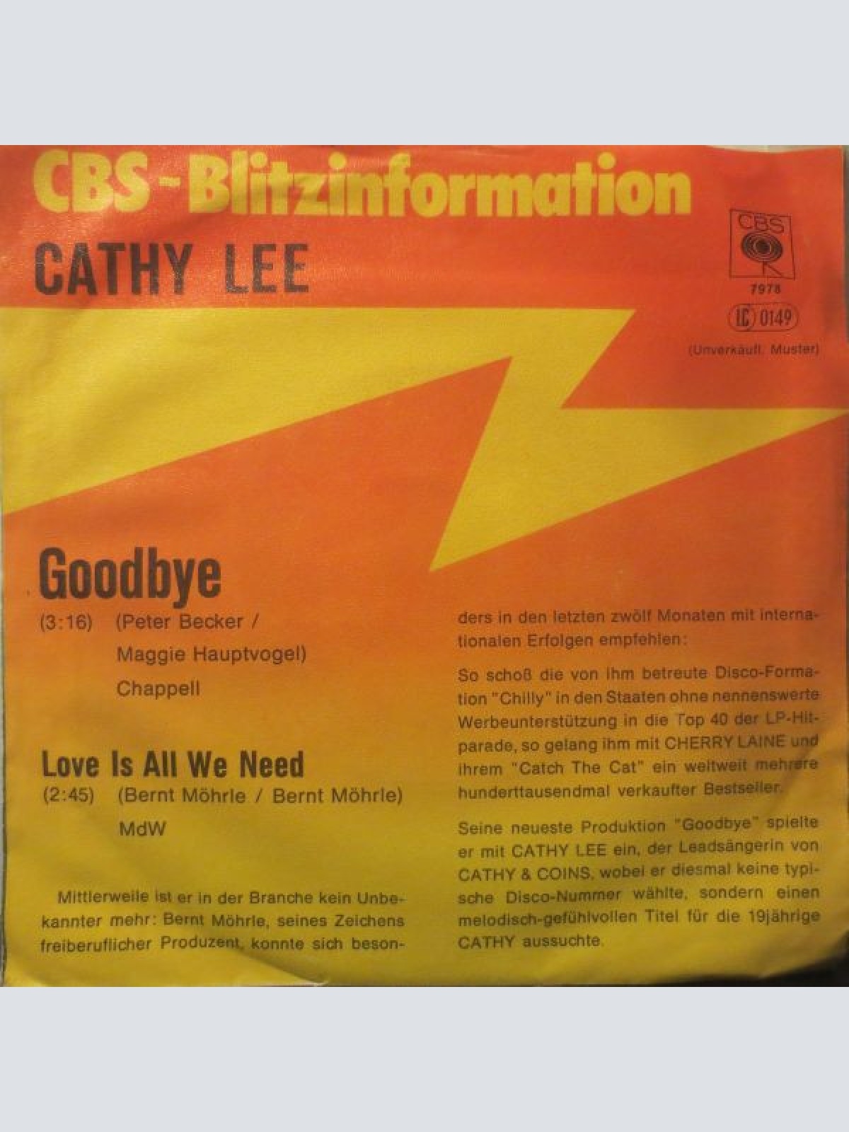 Vinyl / Cathy Lee - Goodbye