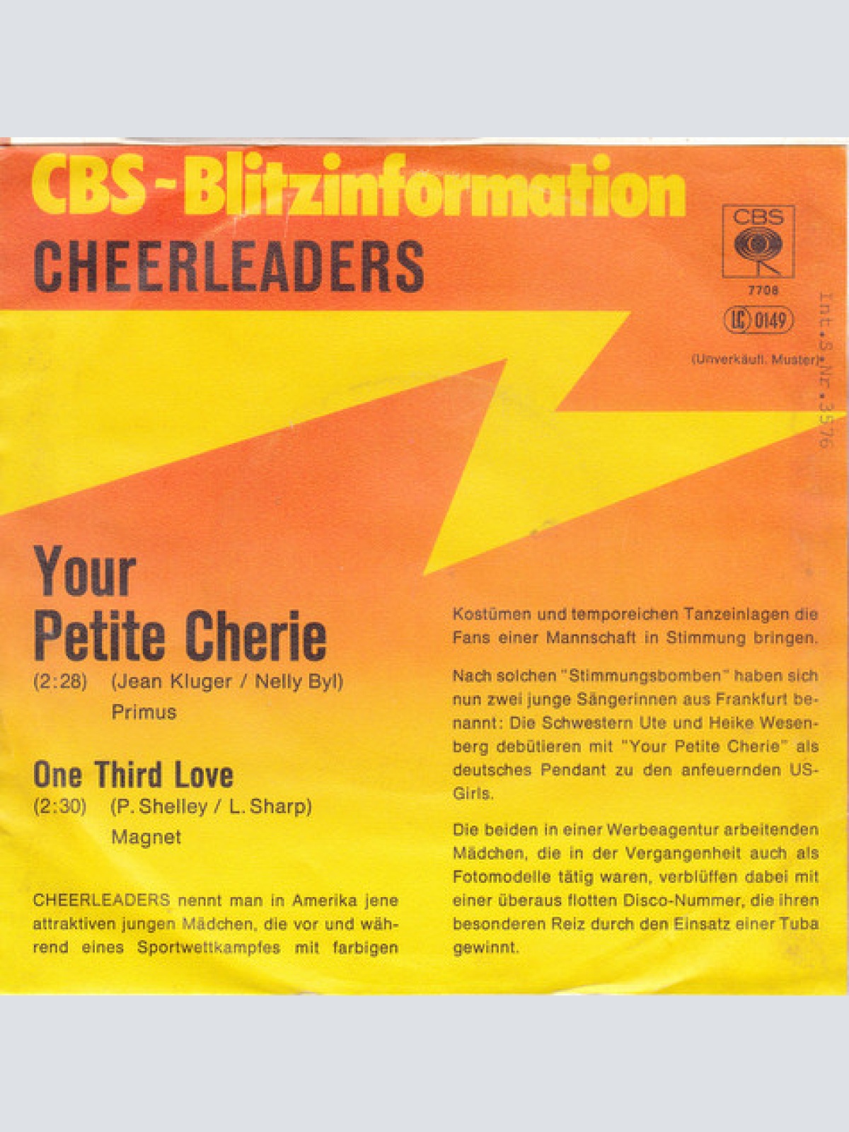 Vinyl / Cheerleaders (2) - Your Petite Cherie