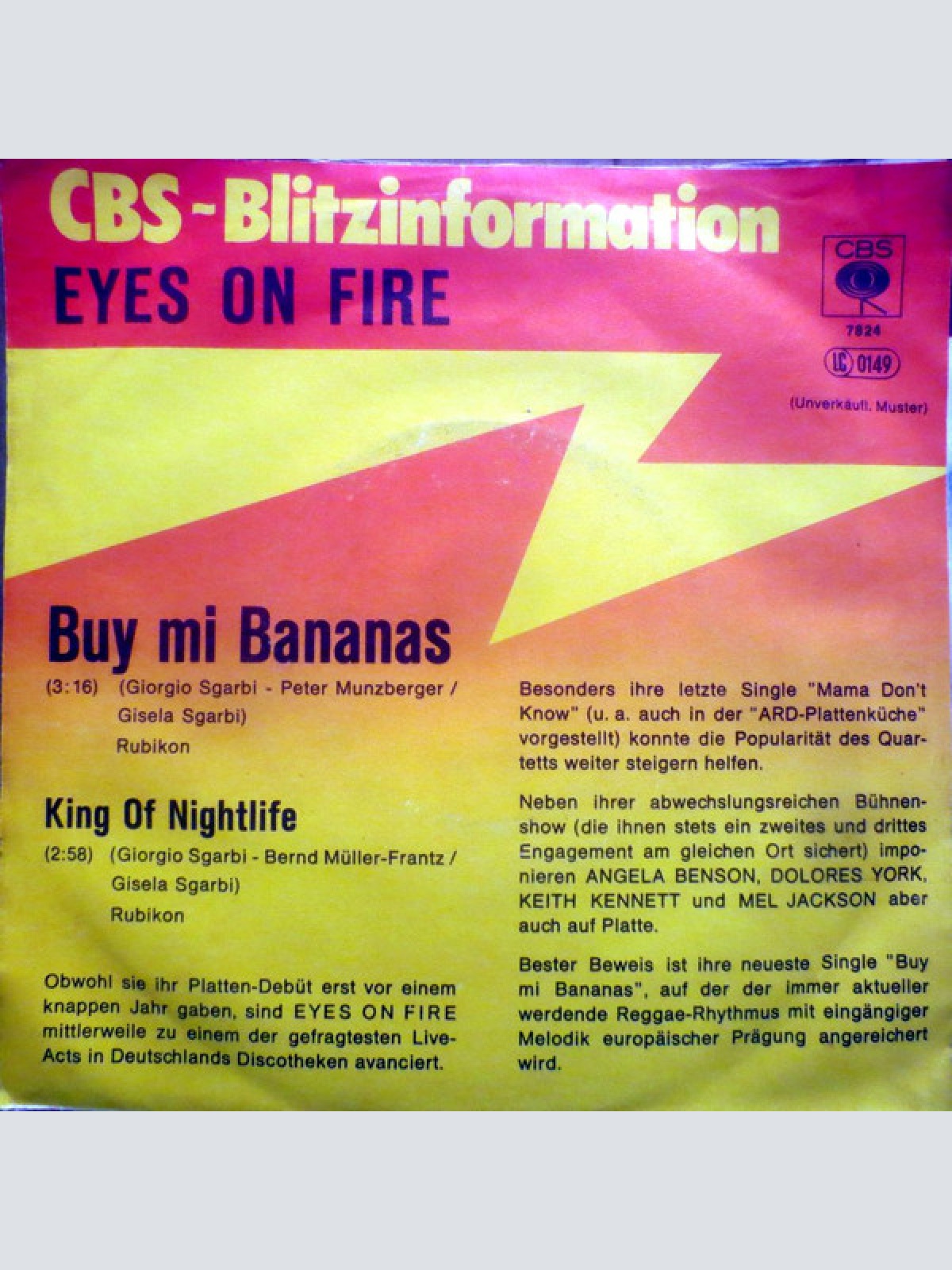 Vinyl / Eyes On Fire - Buy Mi Bananas