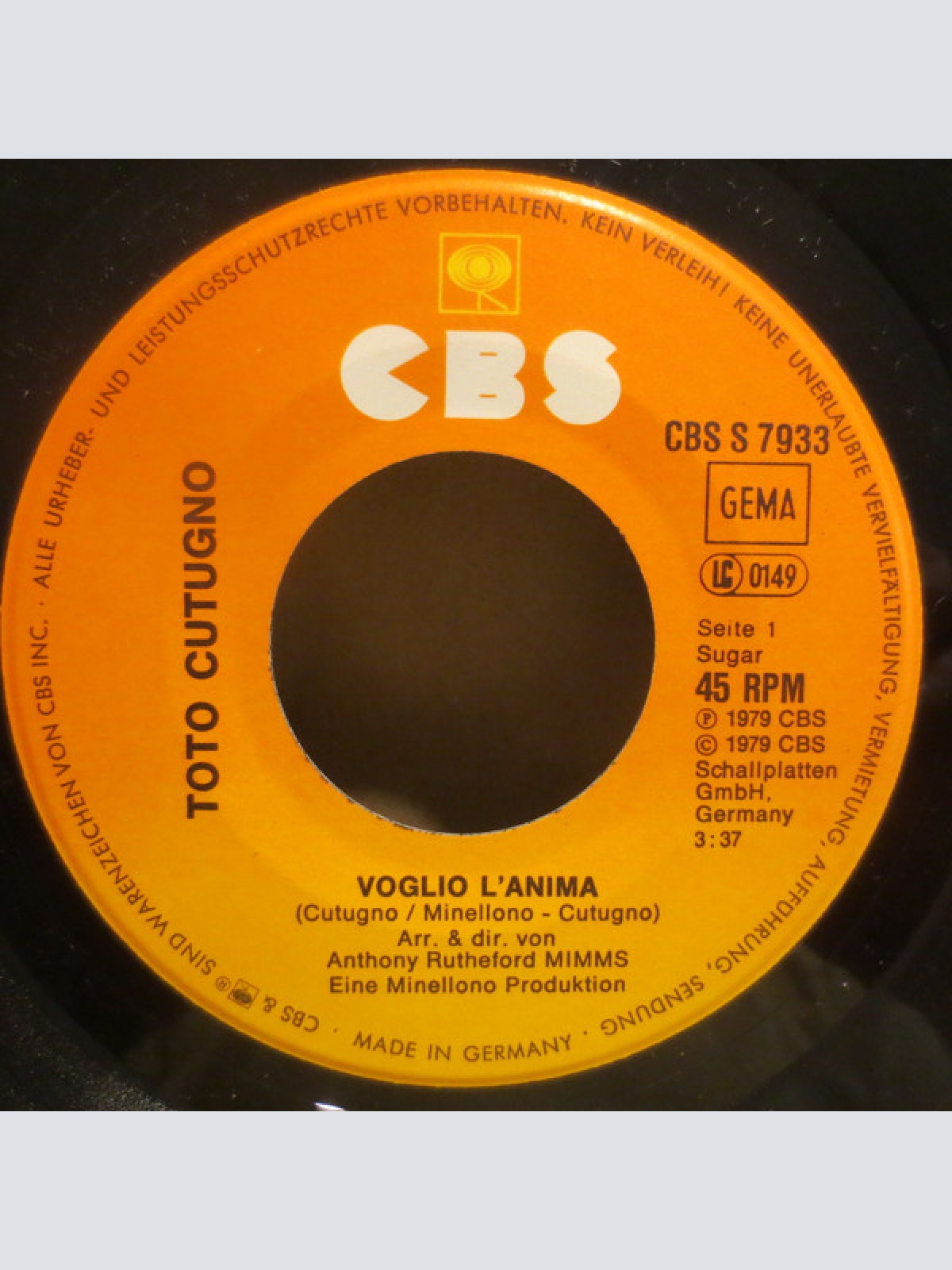 Vinyl / Toto Cutugno - Voglio L'Anima