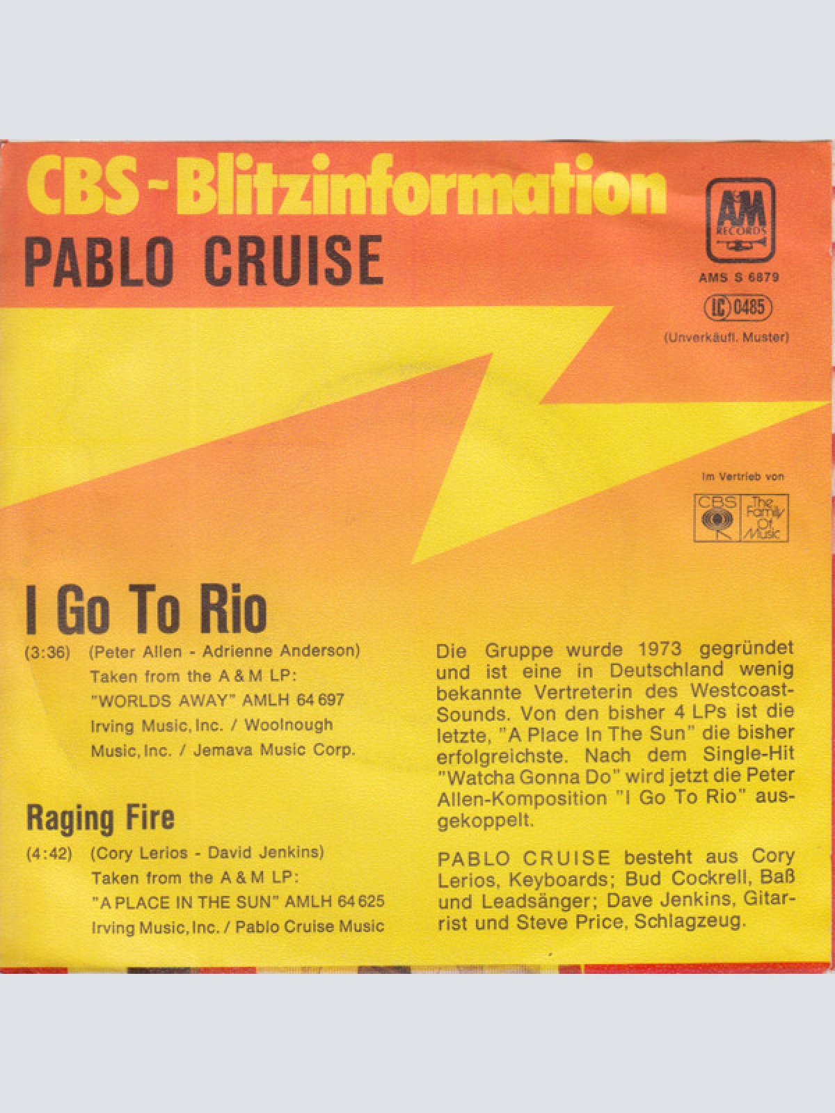 Vinyl / Pablo Cruise - I Go To Rio