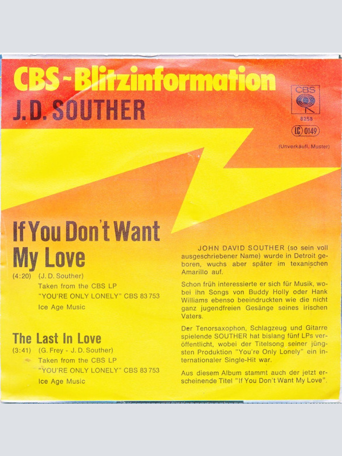 Vinyl / J. D. Souther* - If You Don't Want My Love