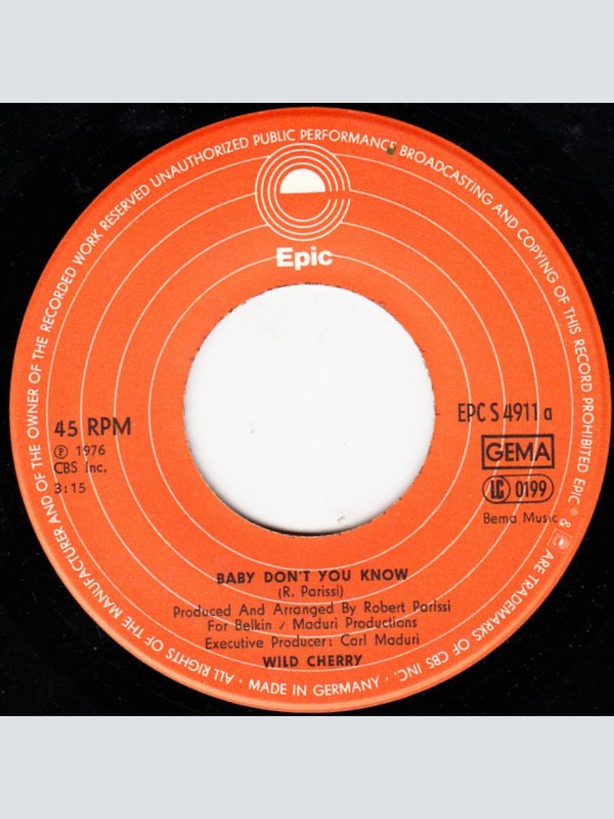 Vinyl / Wild Cherry - Baby Don't You Know