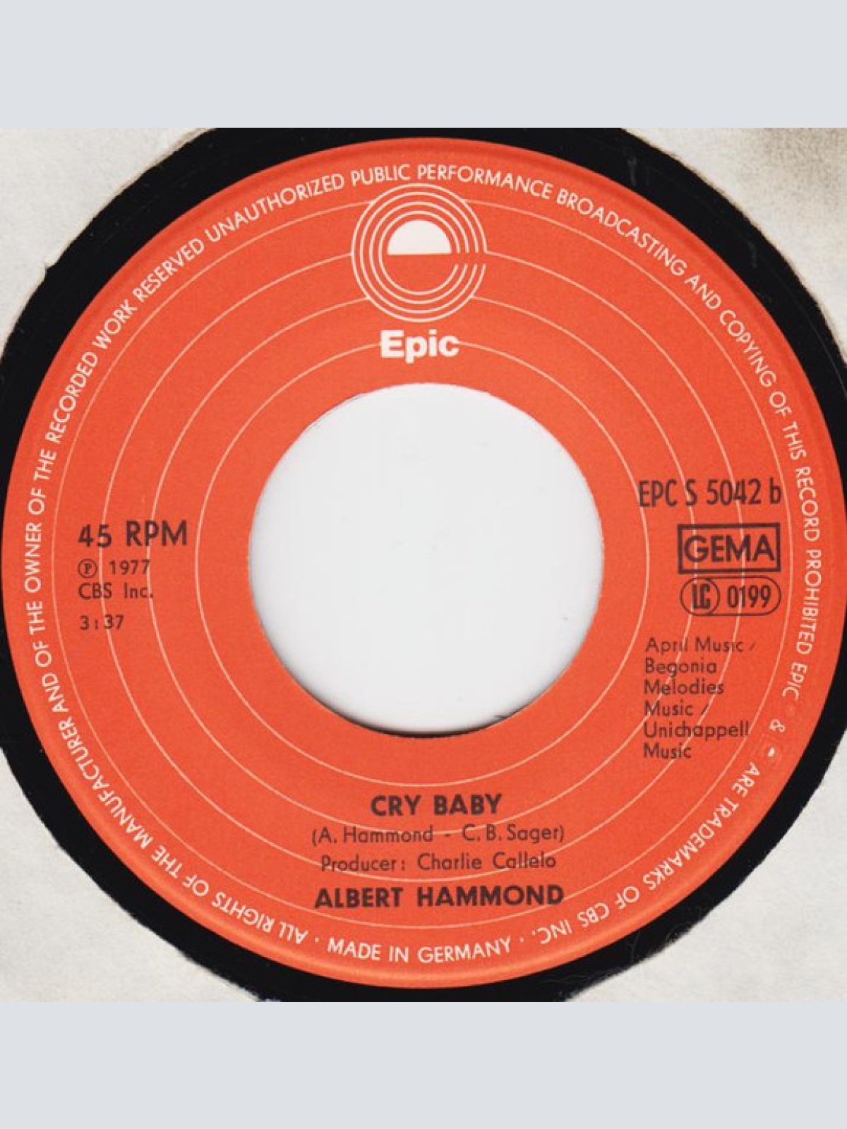 Vinyl / Albert Hammond - When I Need You / Cry Baby