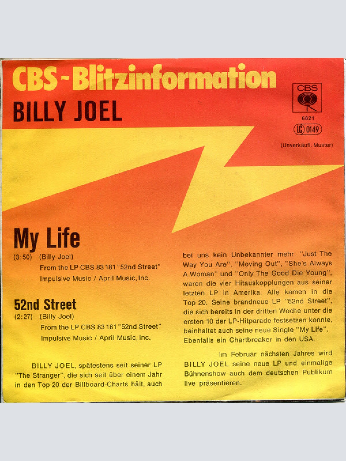 Vinyl / Billy Joel - My Life
