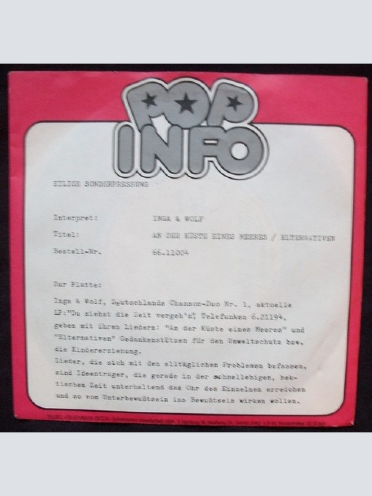 Vinyl / Inga & Wolf - An Der Küste Eines Meeres / Elternativen