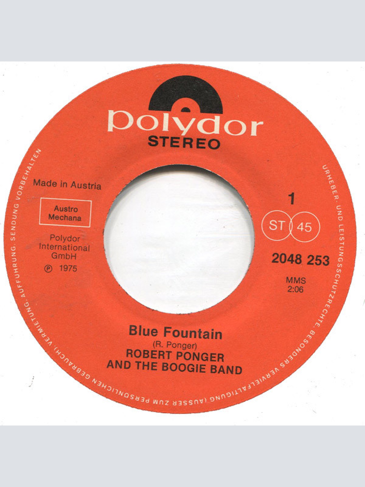 Vinyl / Robert Ponger - Blue Fountain / Black Jack