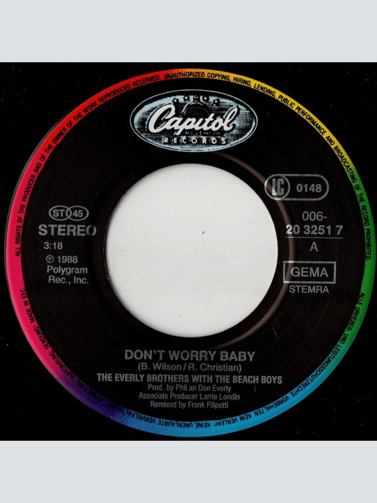 Vinyl / The Everly Brothers* With The Beach Boys - Don't Worry Baby