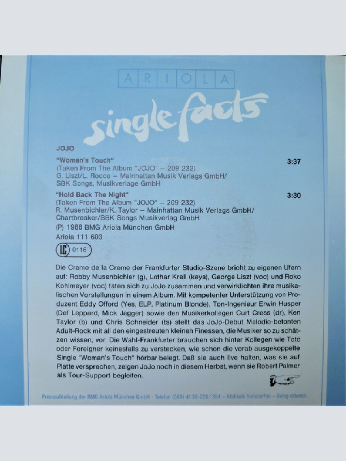 Vinyl / Jojo (5) - Woman's Touch