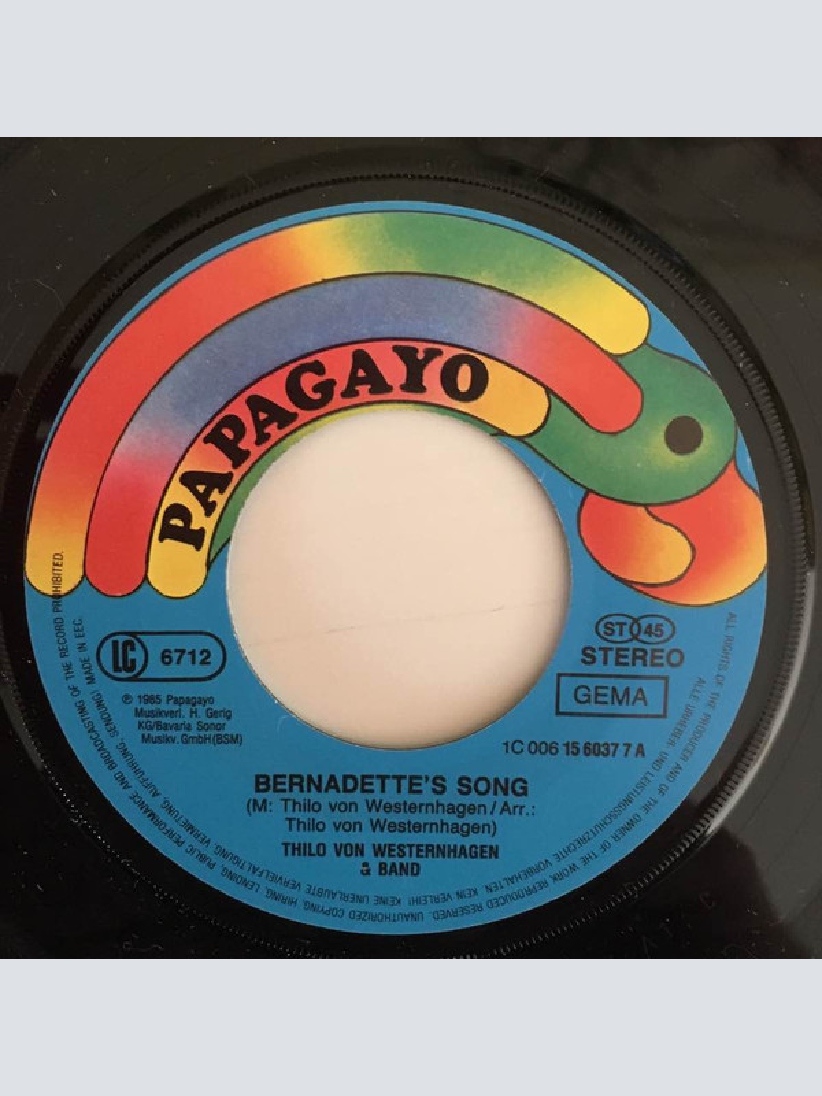 Vinyl / Thilo Von Westernhagen & Band - Bernadette's Song