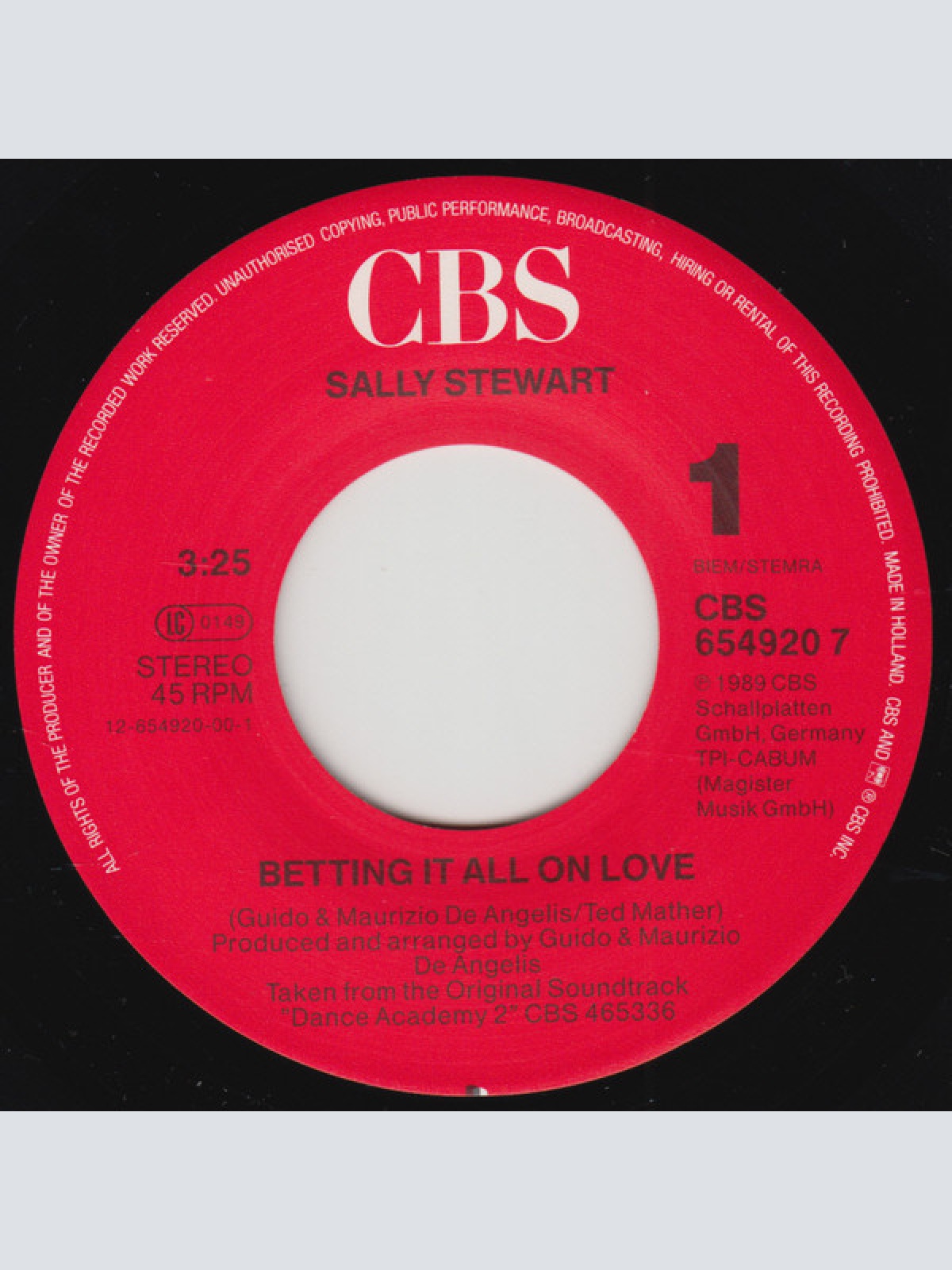 Vinyl / Sally Stewart - Betting It All On Love