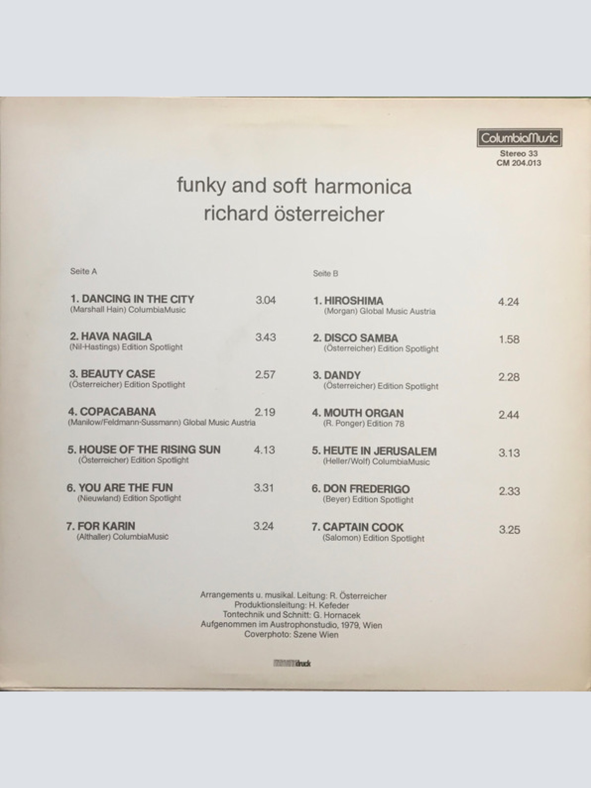 Vinyl / Richard Österreicher - Funky And Soft Harmonica