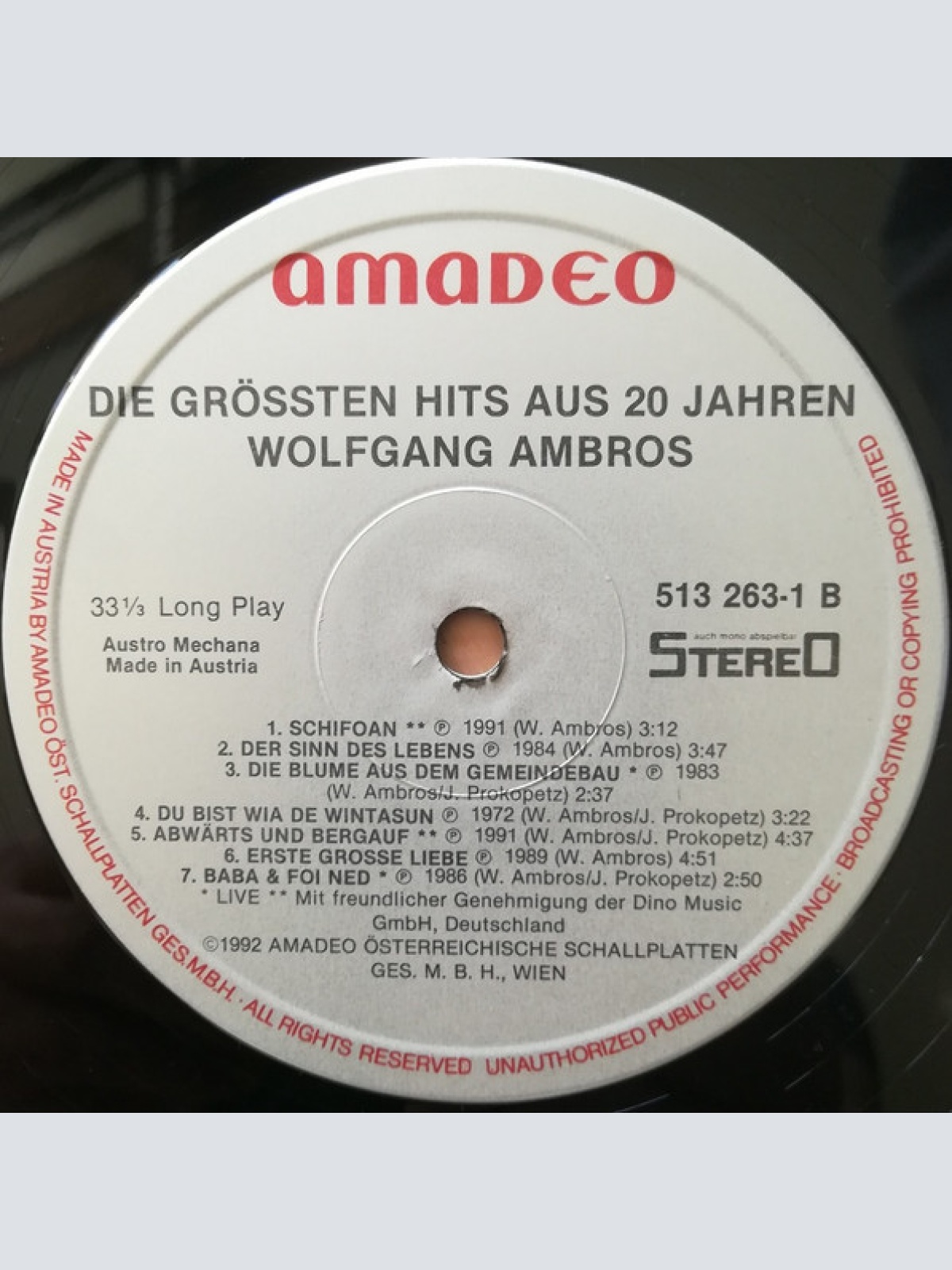 Vinyl / W. Ambros* - Die Grössten Hits Aus 20 Jahren