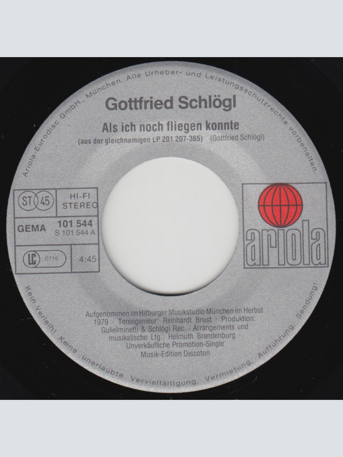 Vinyl / Gottfried Schlögl - Als Ich Noch Fliegen Könnte