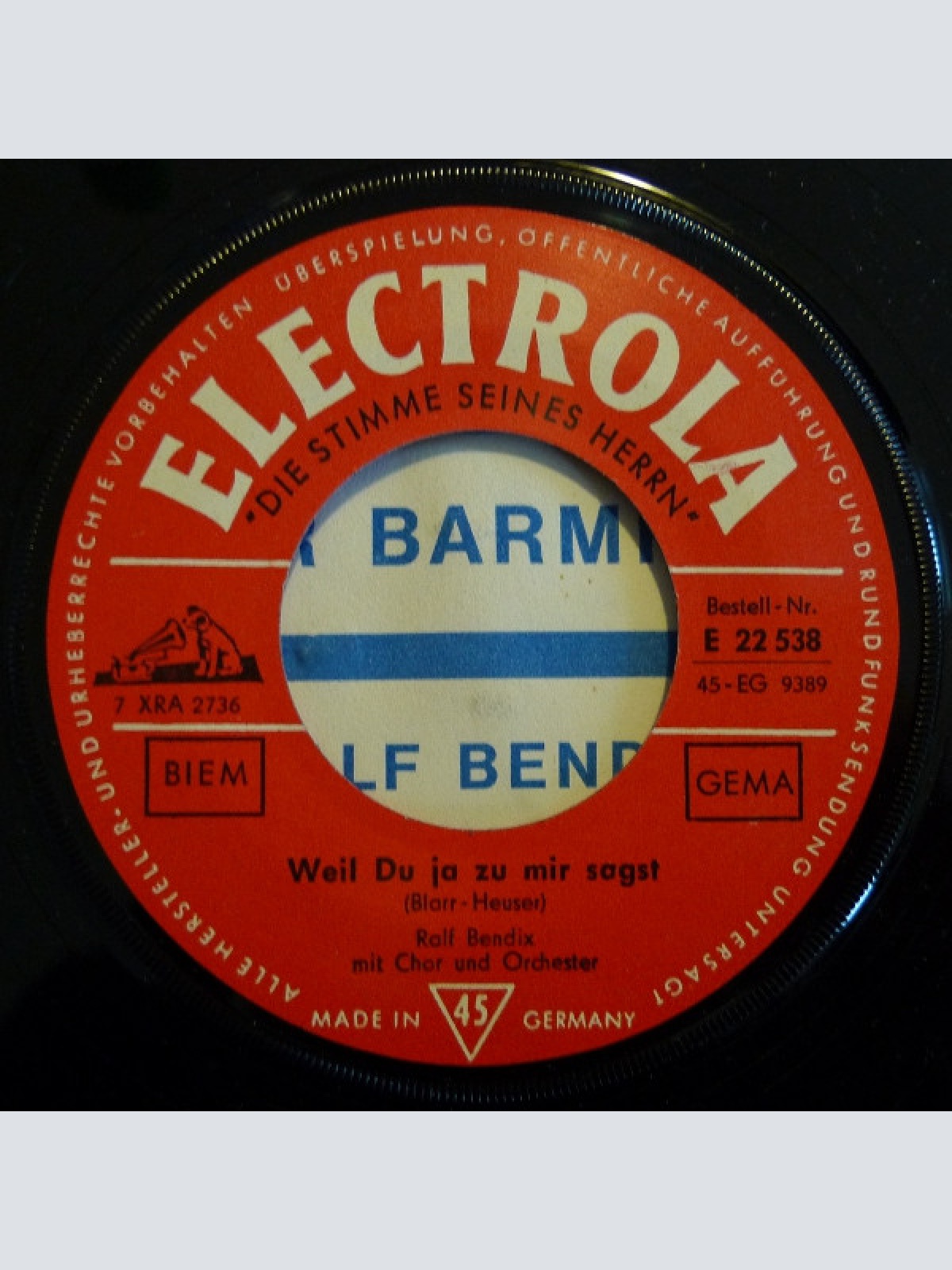 Vinyl / Ralf Bendix - Weil Du Ja Zu Mir Sagst