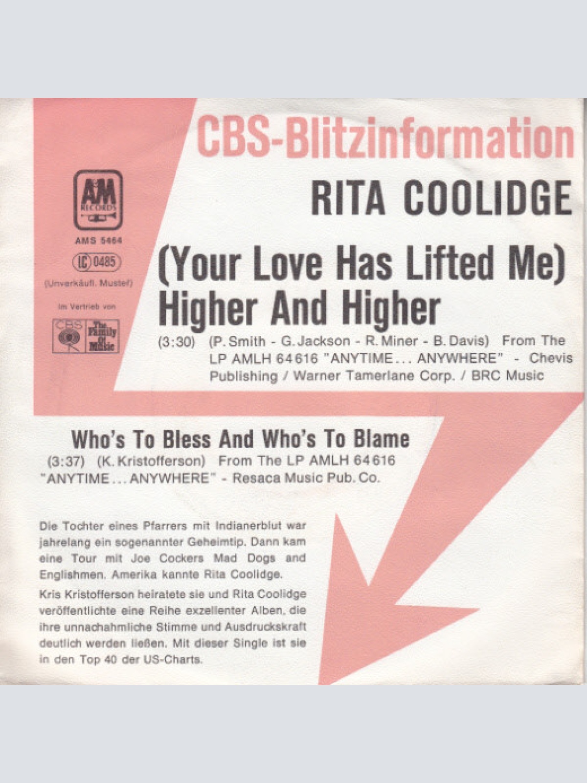 Vinyl / Rita Coolidge - (Your Love Has Lifted Me) Higher And Higher
