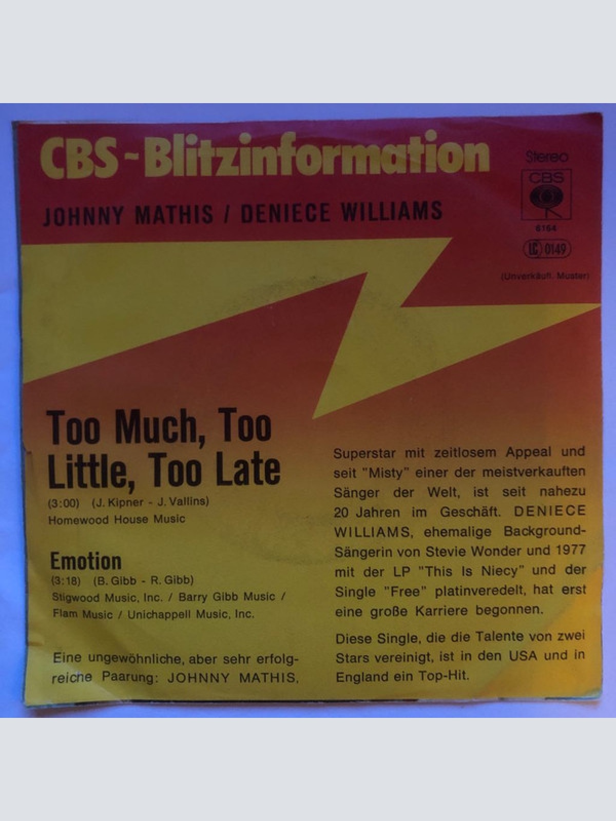 Vinyl / Johnny Mathis & Deniece Williams - Too Much Too Little Too Late