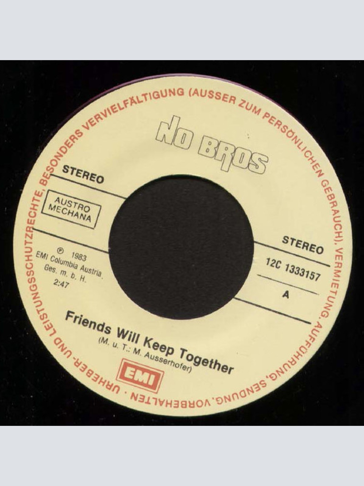 Vinyl / No Bros - Friends Will Keep Together / Going Our Own Way