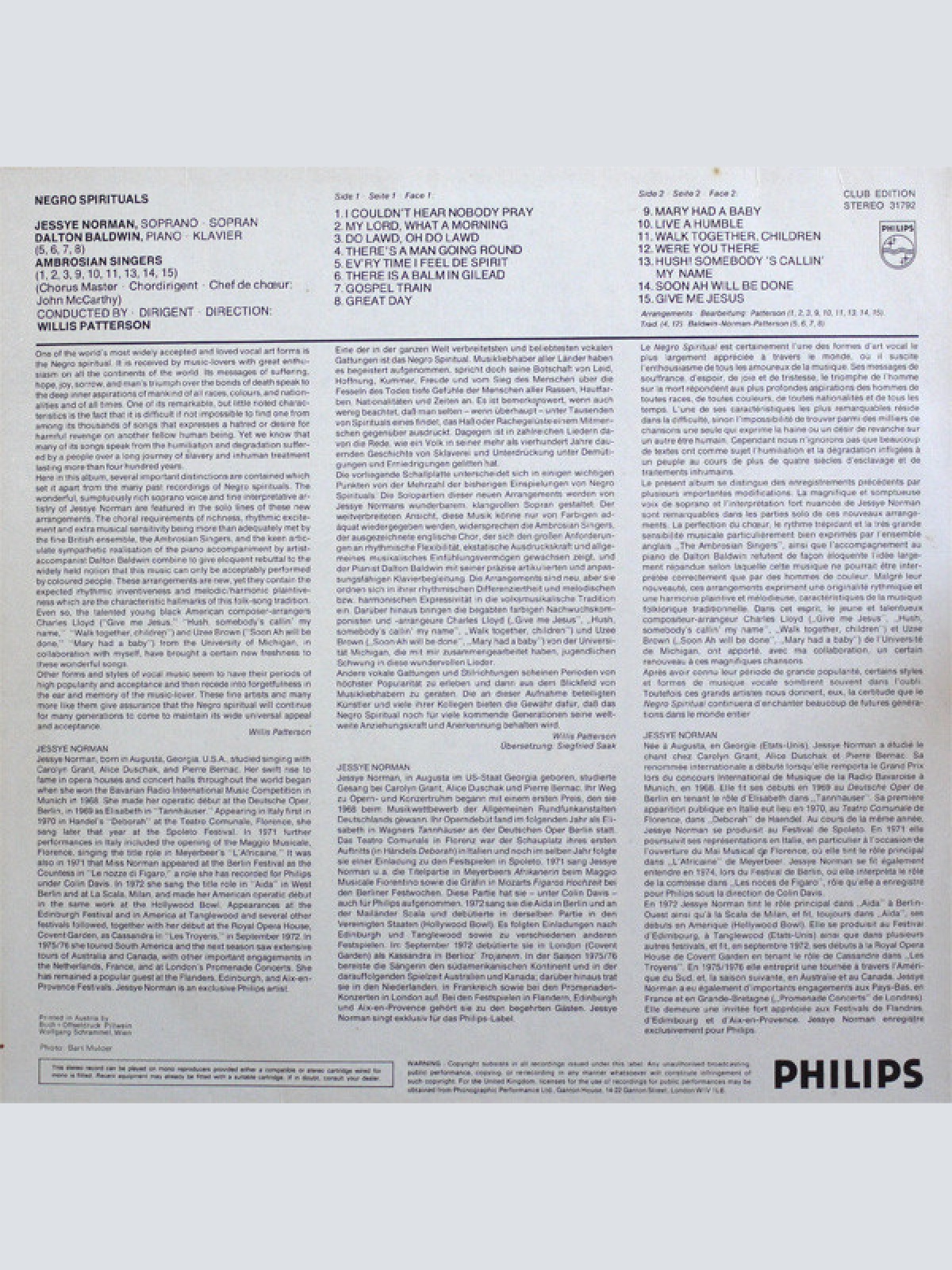 Vinyl / Jessye Norman - Negro Spirituals