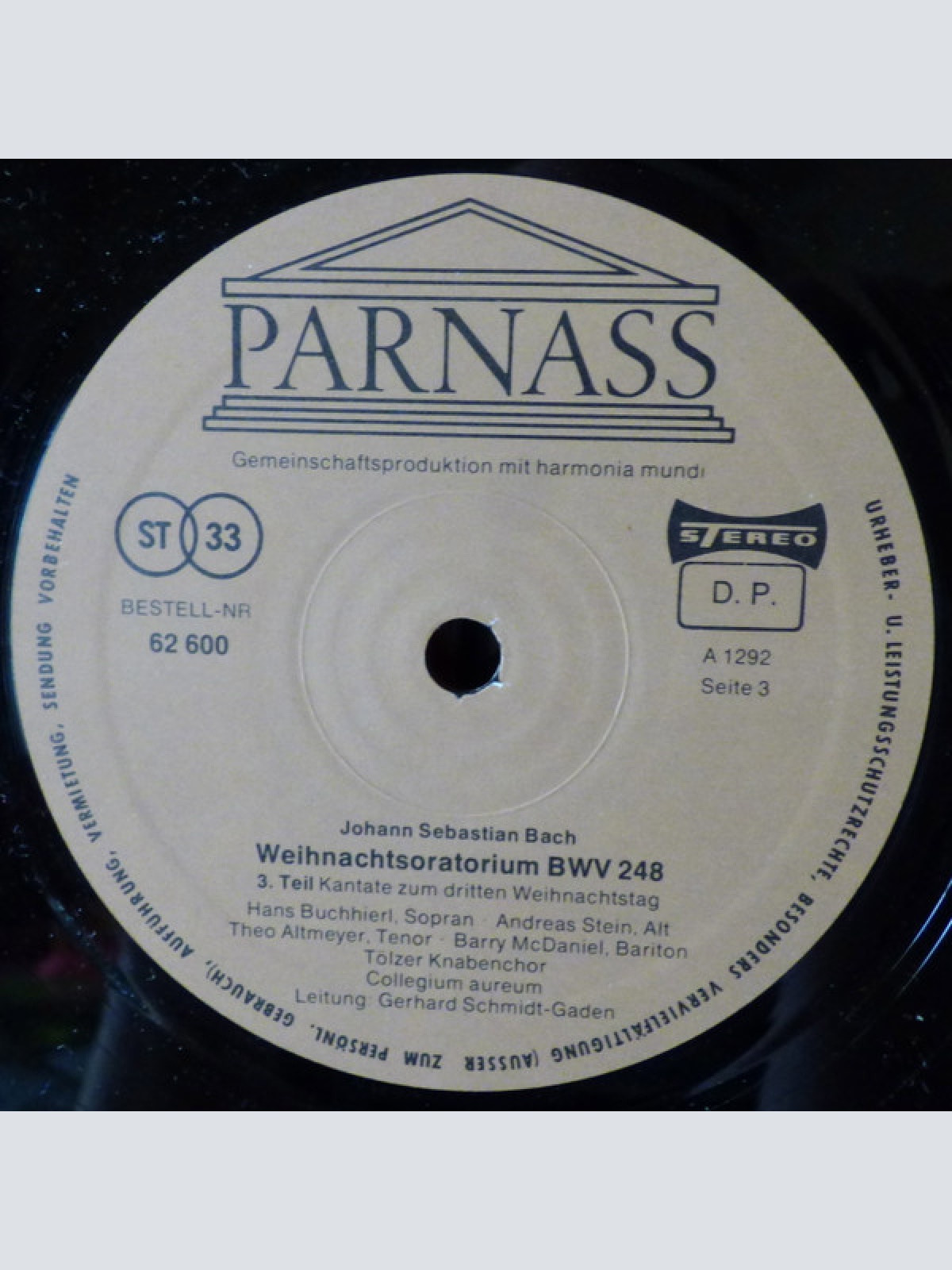 Vinyl / J.S. Bach* / Theo Altmeyer, Barry McDaniel, Tölzer Knabenchor, Collegium Aureum Ltg. Gerhard Schmidt-Gaden - Weihnachts-Oratorium
