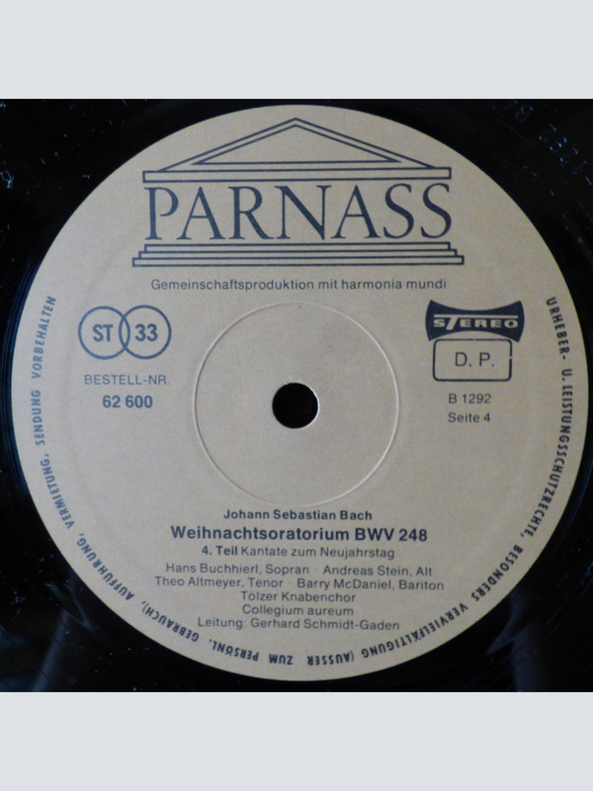 Vinyl / J.S. Bach* / Theo Altmeyer, Barry McDaniel, Tölzer Knabenchor, Collegium Aureum Ltg. Gerhard Schmidt-Gaden - Weihnachts-Oratorium