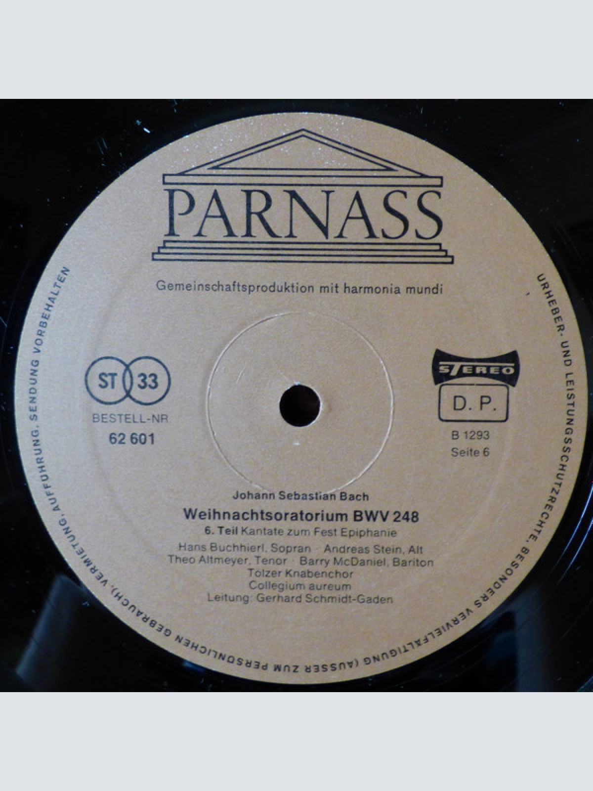 Vinyl / J.S. Bach* / Theo Altmeyer, Barry McDaniel, Tölzer Knabenchor, Collegium Aureum Ltg. Gerhard Schmidt-Gaden - Weihnachts-Oratorium