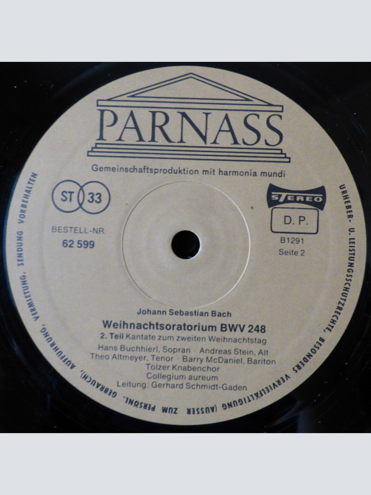 Vinyl / J.S. Bach* / Theo Altmeyer, Barry McDaniel, Tölzer Knabenchor, Collegium Aureum Ltg. Gerhard Schmidt-Gaden - Weihnachts-Oratorium