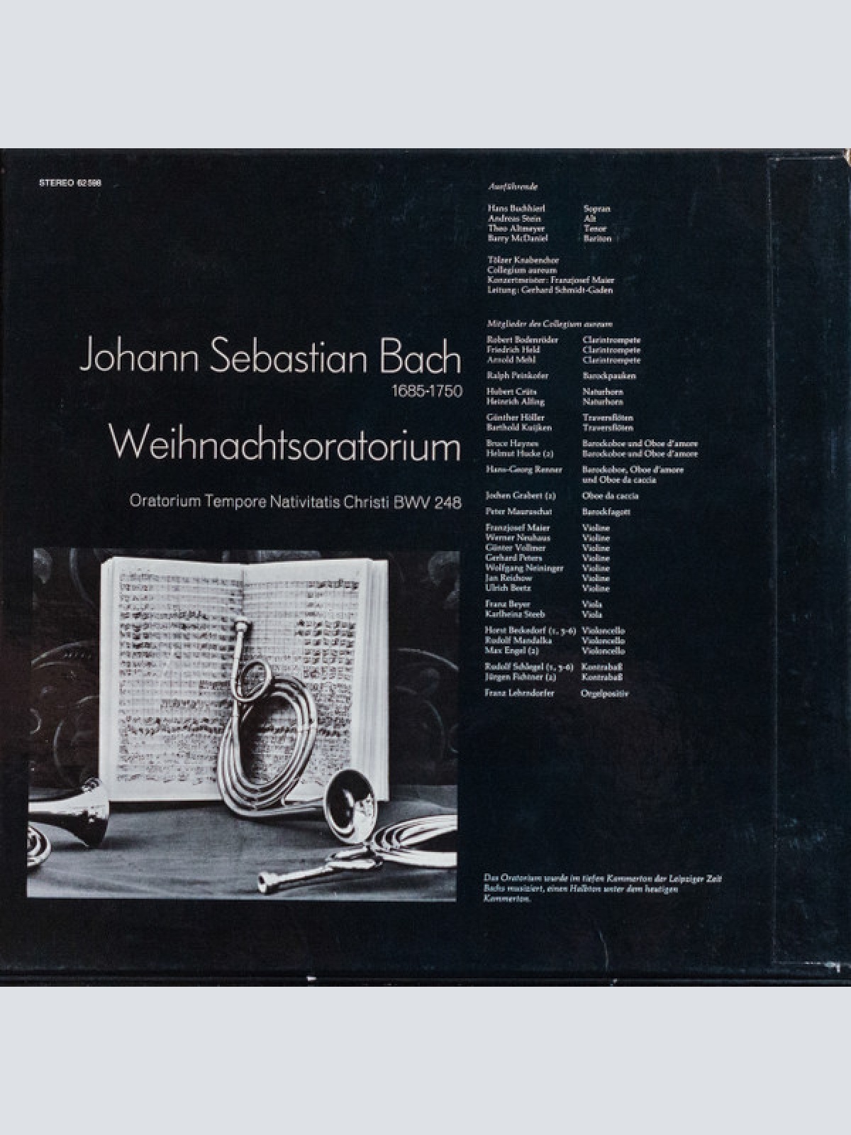 Vinyl / J.S. Bach* / Theo Altmeyer, Barry McDaniel, Tölzer Knabenchor, Collegium Aureum Ltg. Gerhard Schmidt-Gaden - Weihnachts-Oratorium