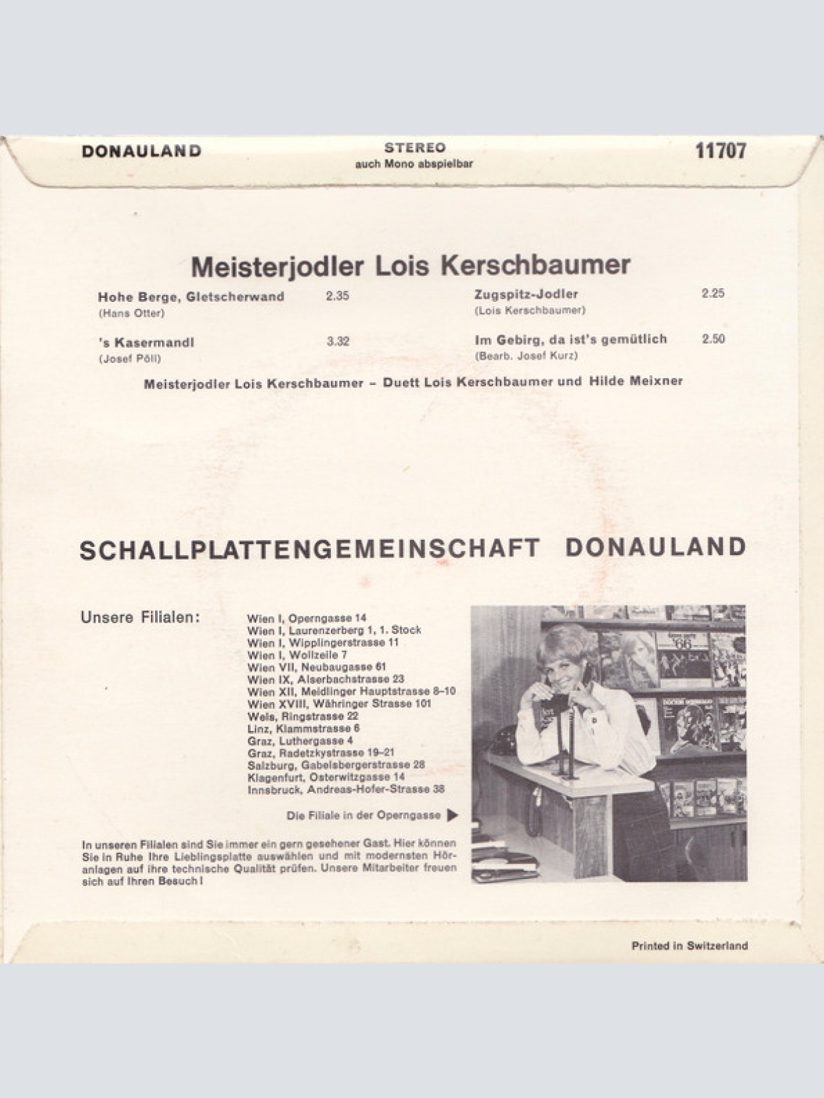 Vinyl / Meisterjodler Lois Kerschbaumer* - Hohe Berge, Gletscherwand / 'S Kasermandl / Zugspitz-Jodler / Im Gebirg', Da Ist's Gemütlich