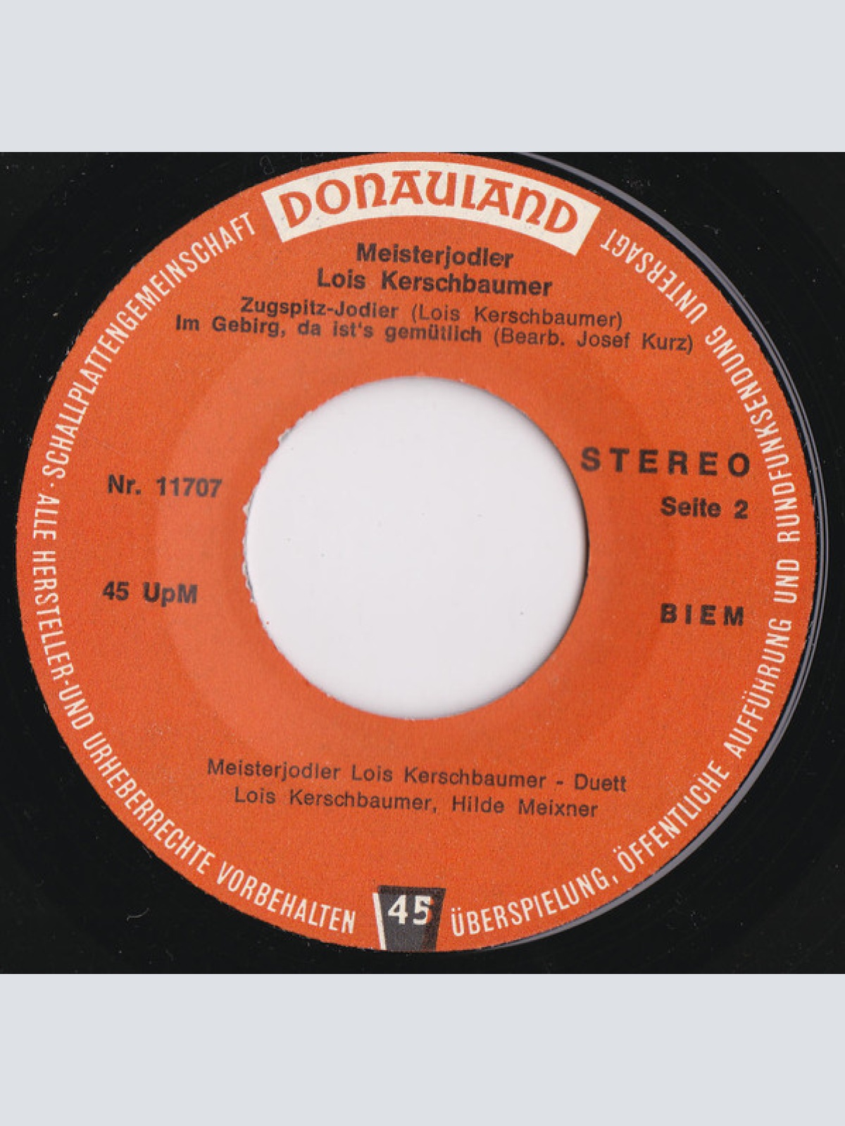 Vinyl / Meisterjodler Lois Kerschbaumer* - Hohe Berge, Gletscherwand / 'S Kasermandl / Zugspitz-Jodler / Im Gebirg', Da Ist's Gemütlich