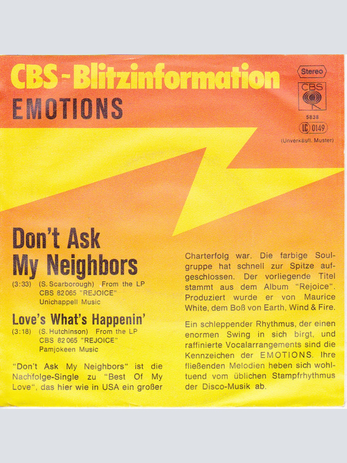 Vinyl / The Emotions - Don't Ask My Neighbors