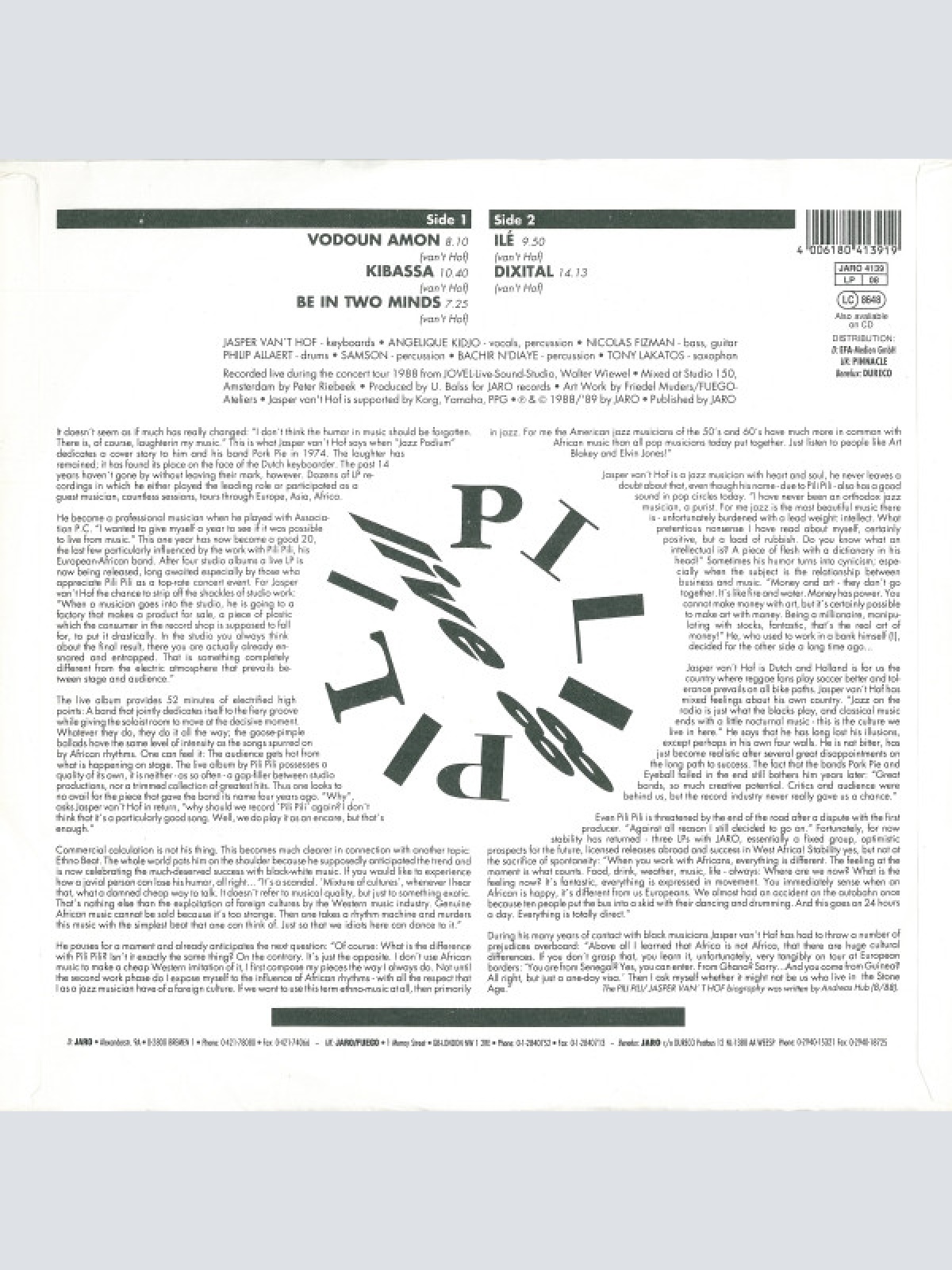 Vinyl / Pili Pili - Live 88