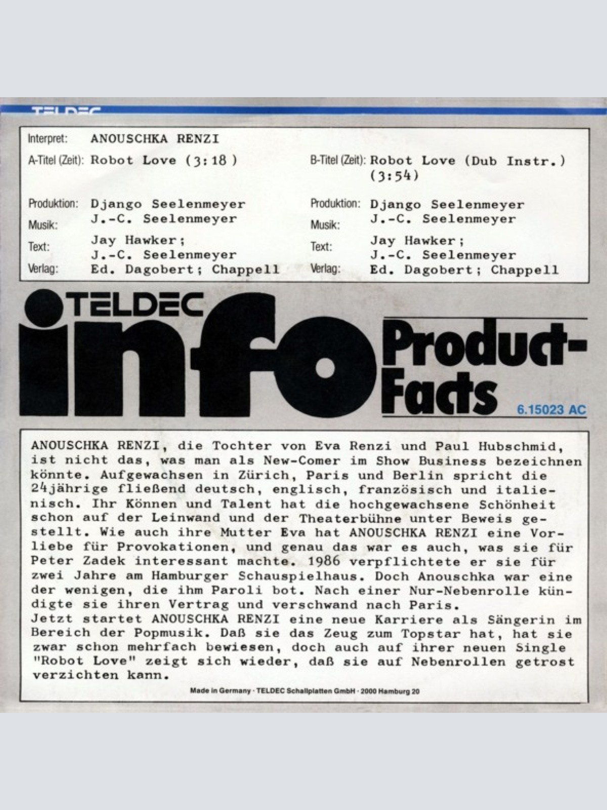 Vinyl / Anouschka Renzi - Robot Love