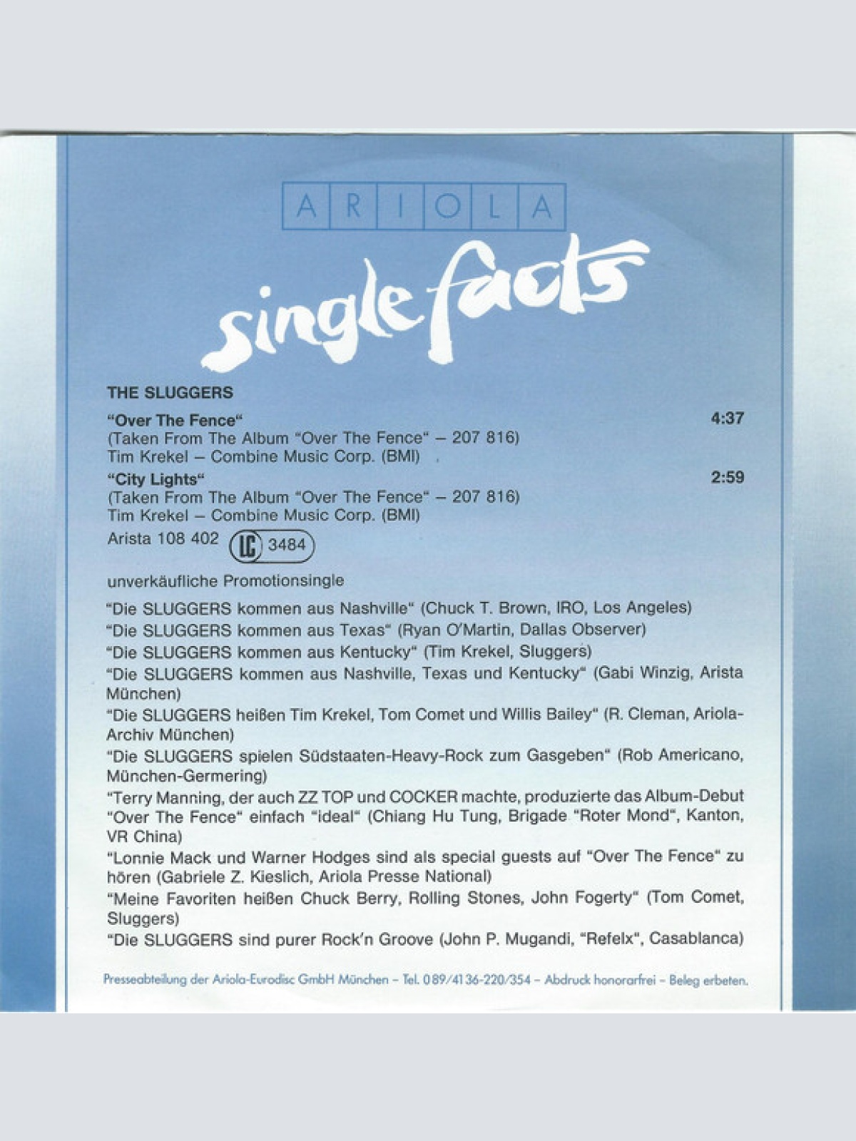 Vinyl / The Sluggers - Over The Fence