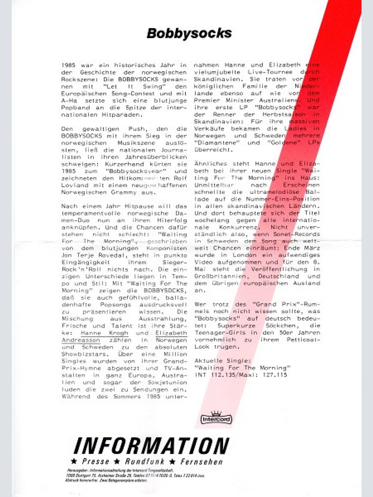 Vinyl / Bobbysocks - Waiting For The Morning