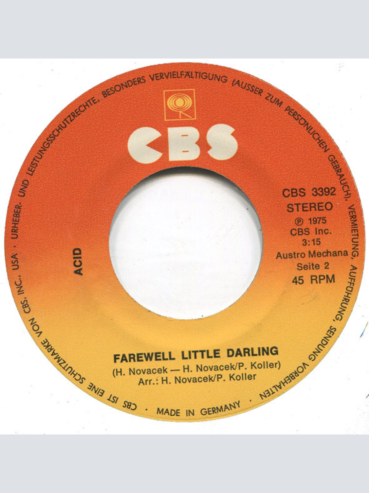 Vinyl / Acid (4) - Rock'n Roll Band / Farewell Little Darling