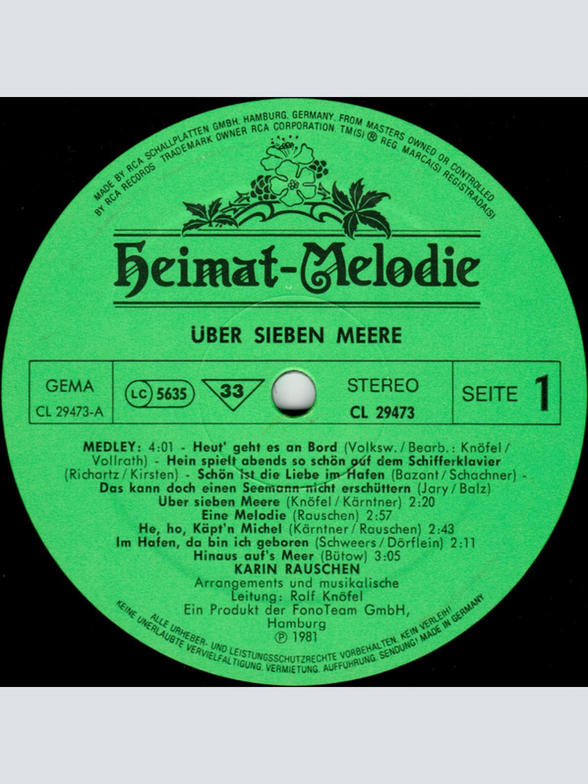 Vinyl / Karin Rauschen - Über Sieben Meere