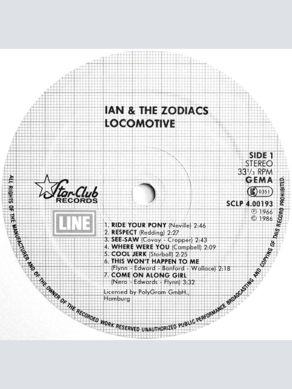 Vinyl / Ian & The Zodiacs - Locomotive