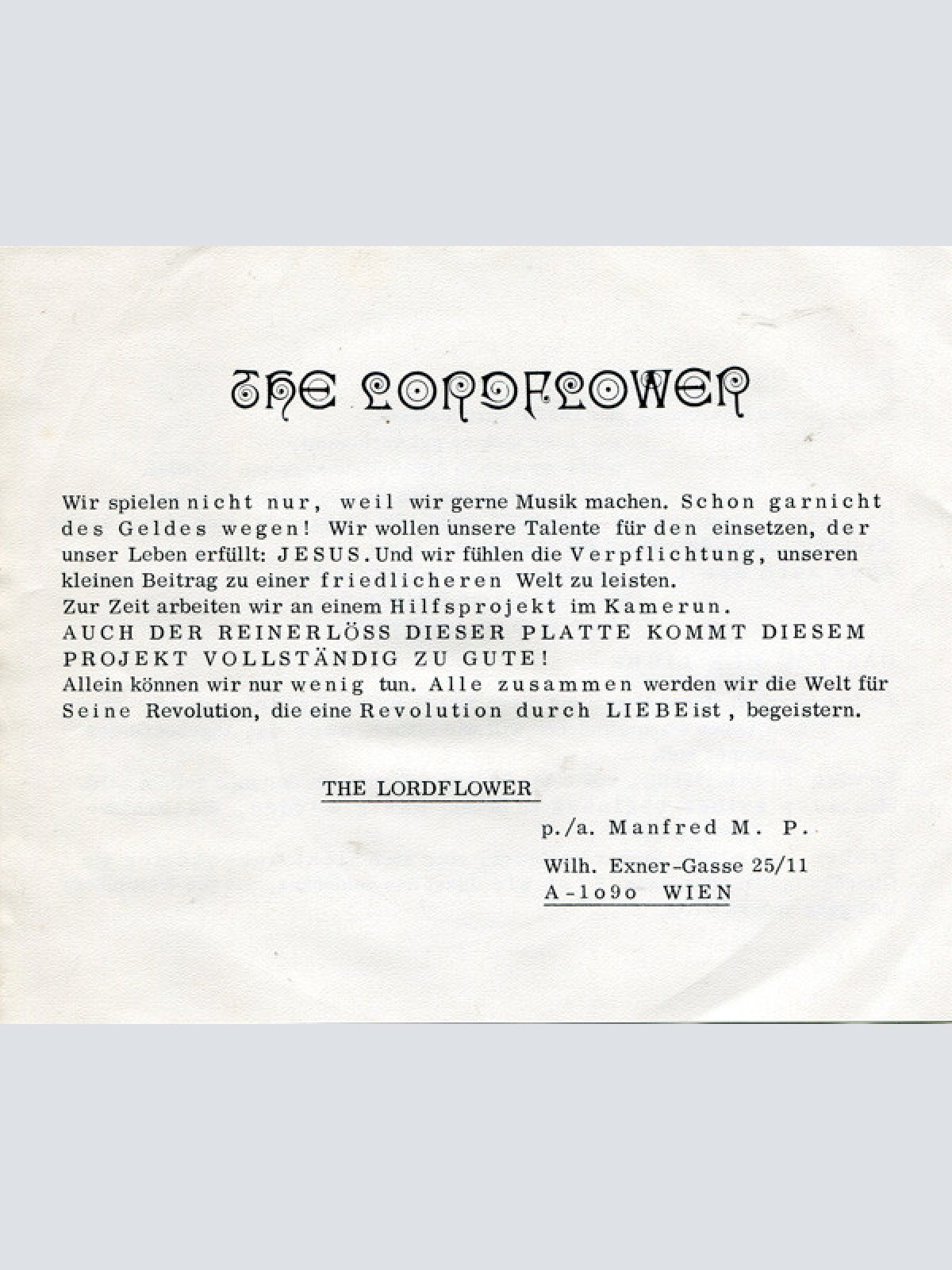 Vinyl / The Lordflower - Das Tor Der Liebe / Nacht Ohne Sterne