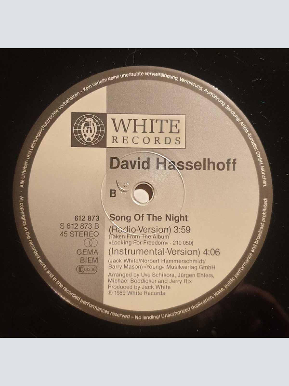 Vinyl / David Hasselhoff - Song Of The Night