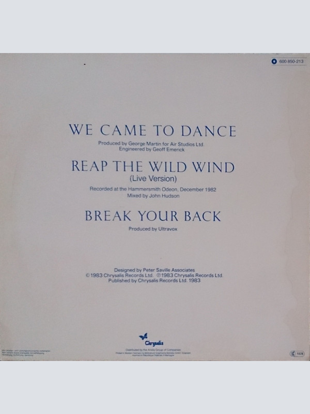 Vinyl / Ultravox - We Came To Dance