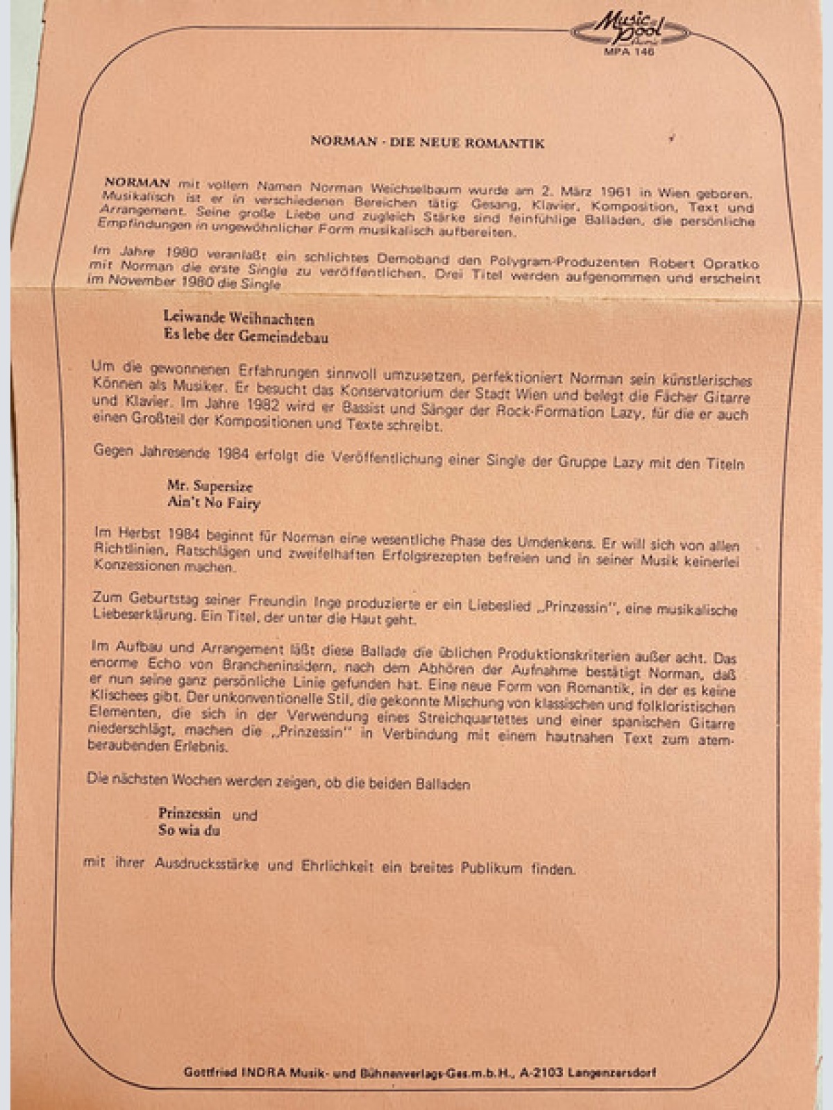 Vinyl / Norman* - Prinzessin / So Wia Du