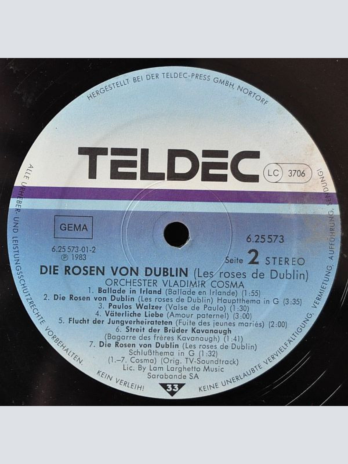 Vinyl / Vladimir Cosma - Die Rosen Von Dublin - Original TV-Soundtrack